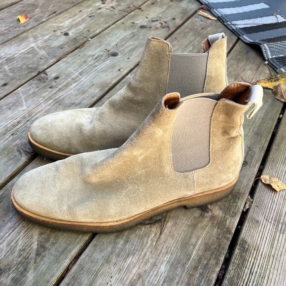 Woman by Common Projects Beige Suede Chelsea Boots Size 40 Minimalist Luxury - Picture 3 of 5